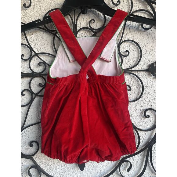 Vintage Holiday Embroidered Shorts Romper - Unisex Baby18 Months - Red - Picture 5 of 6